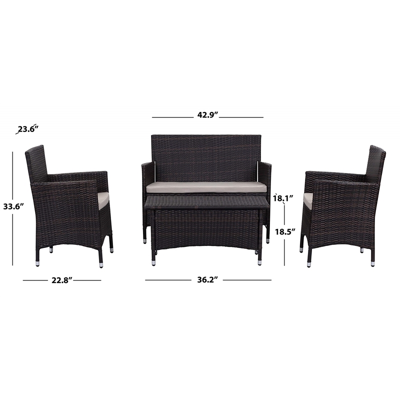 Pemberly Row 4 Piece Outdoor Furniture Set for Patio or Deck