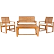 Pemberly Row Acacia Wood 4 Piece Set in Natural for Patio or Garden