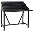 Pemberly Row Pine Wood Writing Desk in Black for Home Office or Study