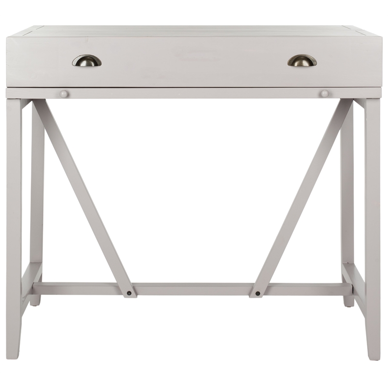 Pemberly Row Pine Writing Desk in Grey for Home Office or Bedroom