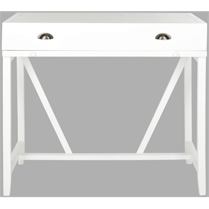 Pemberly Row Pine Writing Desk in White for Home Office or Bedroom