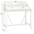 Pemberly Row Pine Writing Desk in White for Home Office or Bedroom