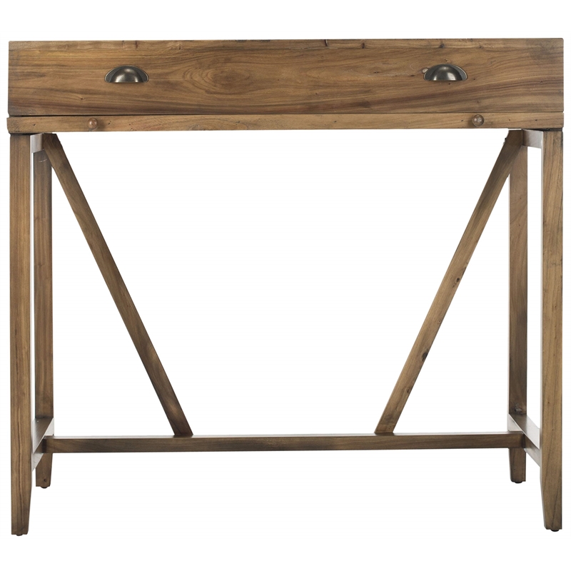 Pemberly Row Pine Writing Desk in Oak for Home Office or Study Space