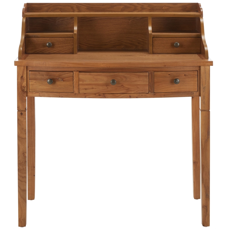 Pemberly Row Oak Writing Desk for Home Office with Everyday Versatility