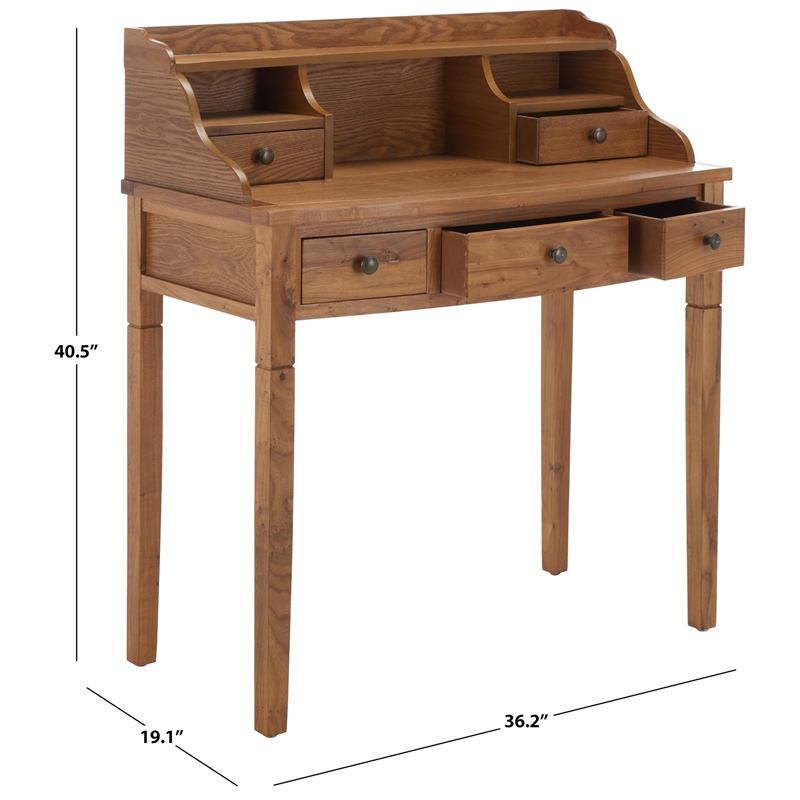 Pemberly Row Oak Writing Desk for Home Office with Everyday Versatility
