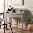 Pemberly Row Mahogany Writing Desk in Grey for Home Office or Bedroom