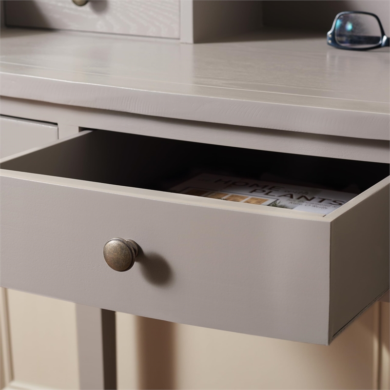 Pemberly Row Mahogany Writing Desk in Grey for Home Office or Bedroom