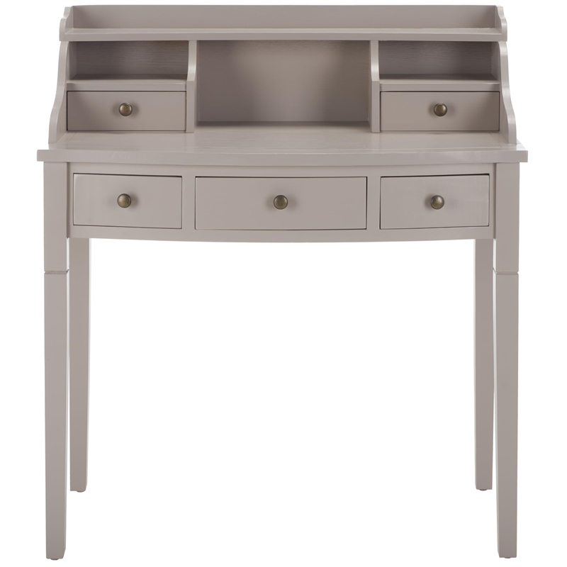 Pemberly Row Mahogany Writing Desk in Grey for Home Office or Bedroom