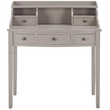 Pemberly Row Mahogany Writing Desk in Grey for Home Office or Bedroom