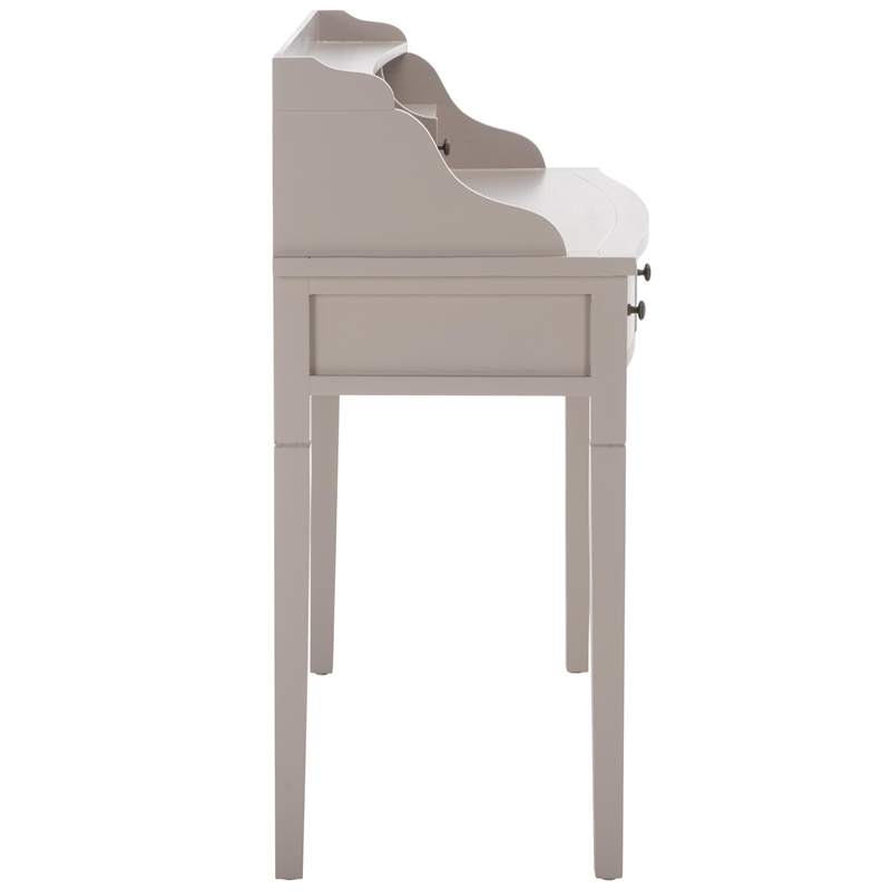 Pemberly Row Mahogany Writing Desk in Grey for Home Office or Bedroom