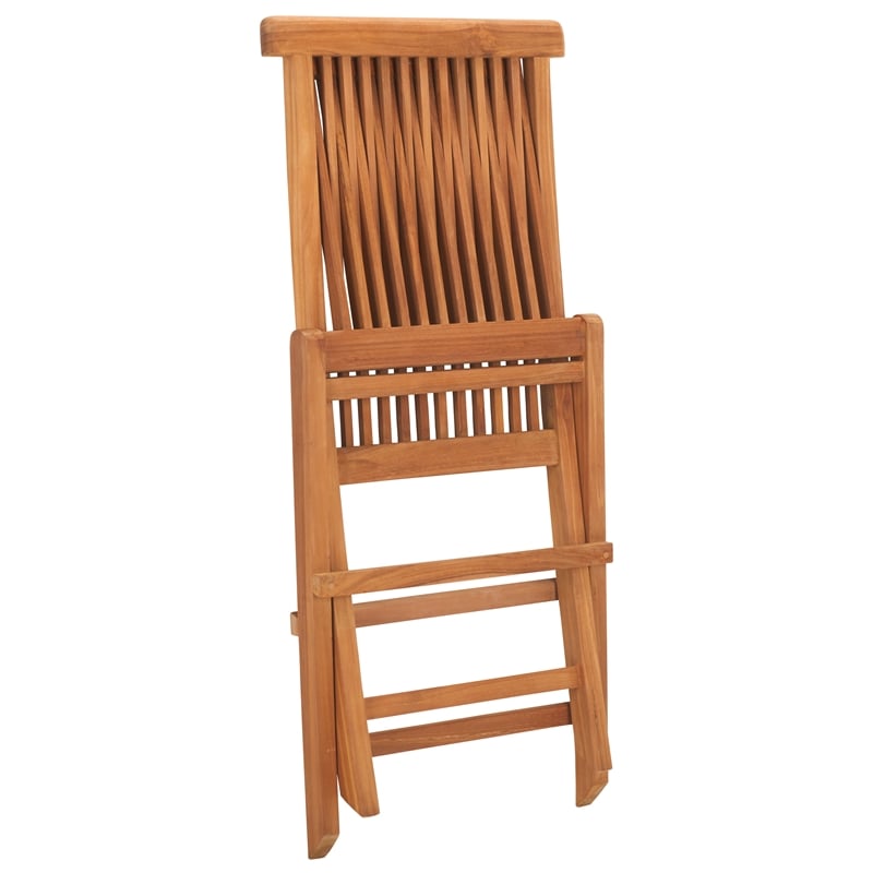 Pemberly Row Solid Teak Wood Folding Chair in Natural for Indoor or Outdoor
