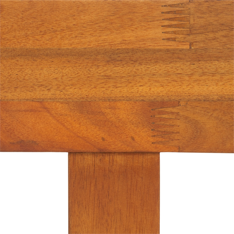 Pemberly Row Teak Wood and Polyester Outdoor Bench and Table in Natural / Taupe