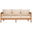 Pemberly Row Teak Wood and Polyester Sofa in Natural / Taupe for Patio