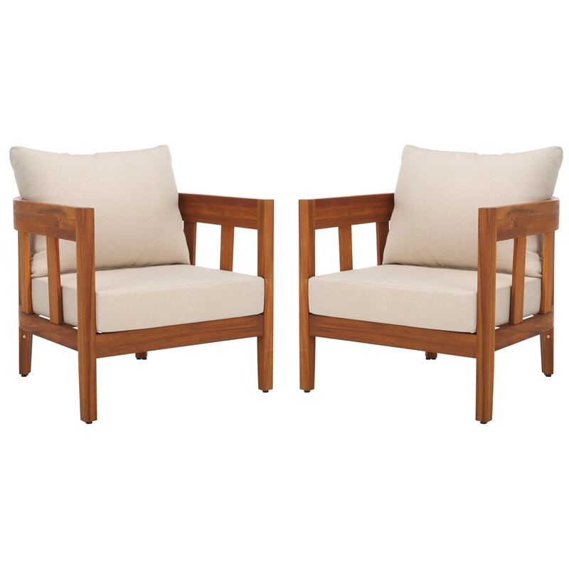 Pemberly Row Polyester Chairs in Natural / Taupe for Dining or Living Room