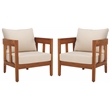 Pemberly Row Polyester Chairs in Natural / Taupe for Dining or Living Room