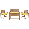 Pemberly Row Wood 4 Piece Set in Brown and Yellow for Patio or Garden