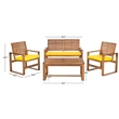 Pemberly Row Wood 4 Piece Set in Brown and Yellow for Patio or Garden