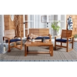 Pemberly Row 4 Piece Patio Sofa Set in Brown and Navy for Outdoor Use