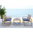 Pemberly Row 4 Piece Patio Sofa Set in Brown and Navy for Outdoor Use