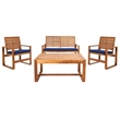 Pemberly Row 4 Piece Patio Sofa Set in Brown and Navy for Outdoor Use