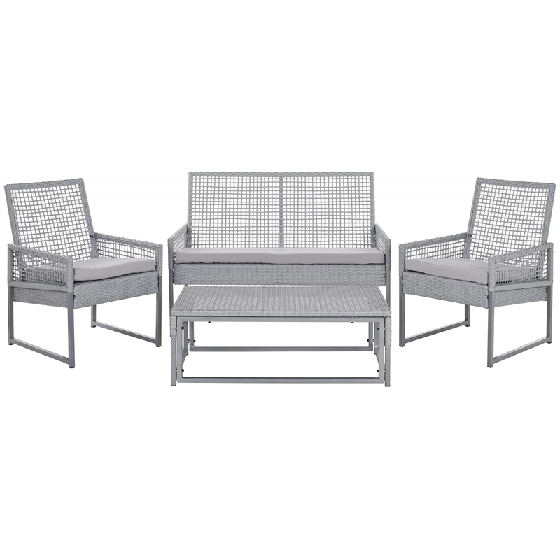 Pemberly Row Aluminum Outdoor Set in Grey for Patio or Deck Living