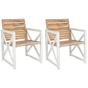 Pemberly Row Chair in White and Oak Set of 2 for Dining or Kitchen