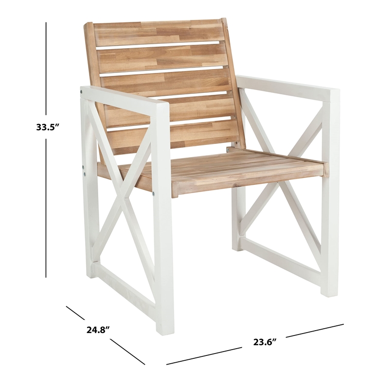 Pemberly Row Chair in White and Oak Set of 2 for Dining or Kitchen