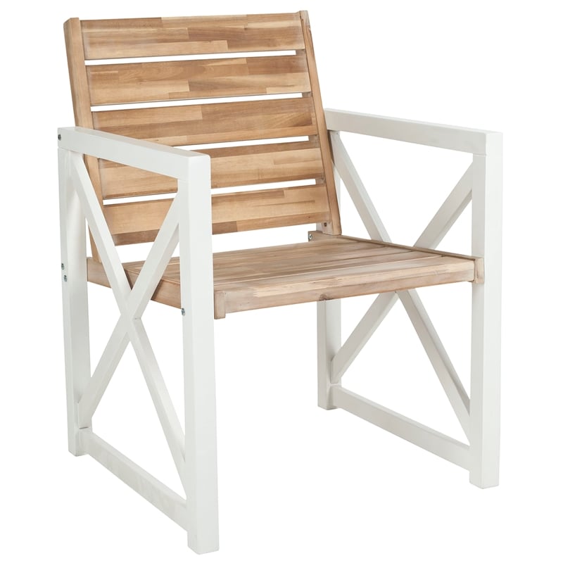 Pemberly Row Chair in White and Oak Set of 2 for Dining or Kitchen