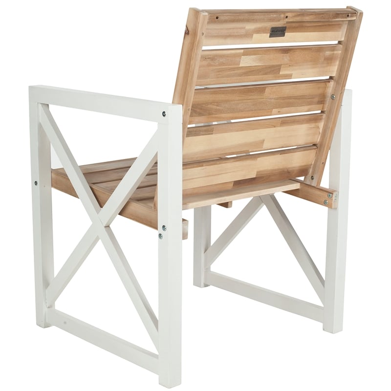 Pemberly Row Chair in White and Oak Set of 2 for Dining or Kitchen