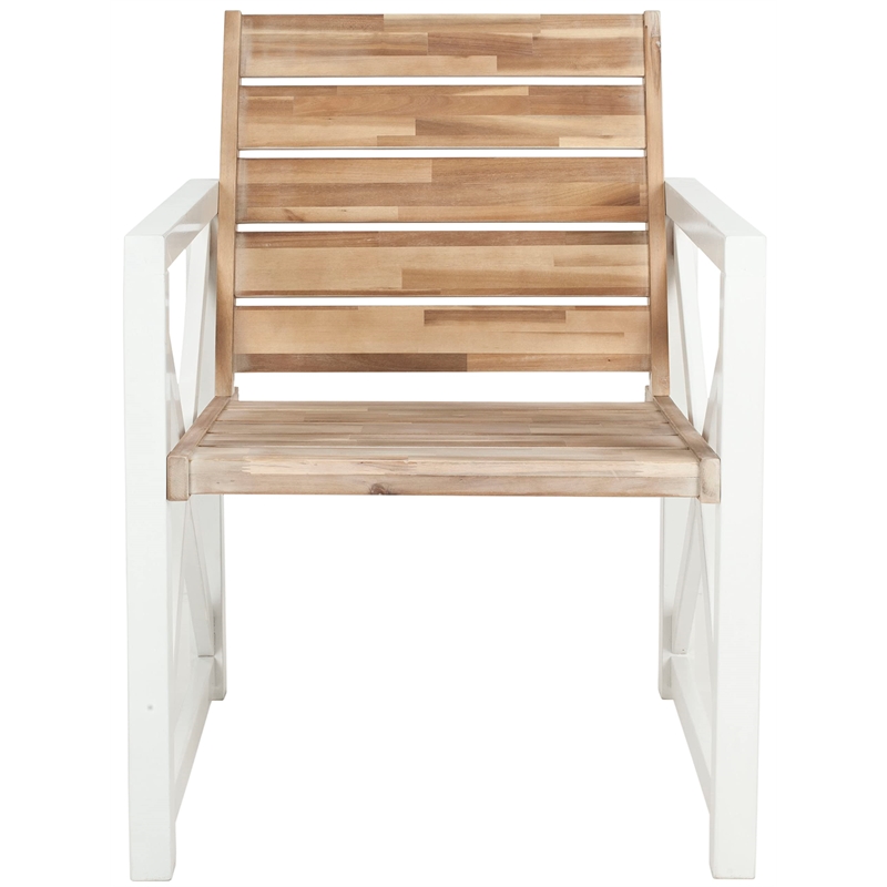 Pemberly Row Chair in White and Oak Set of 2 for Dining or Kitchen