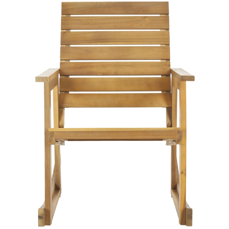 Pemberly Row Steel and Acacia Wood Rocking Chair in Ash Grey