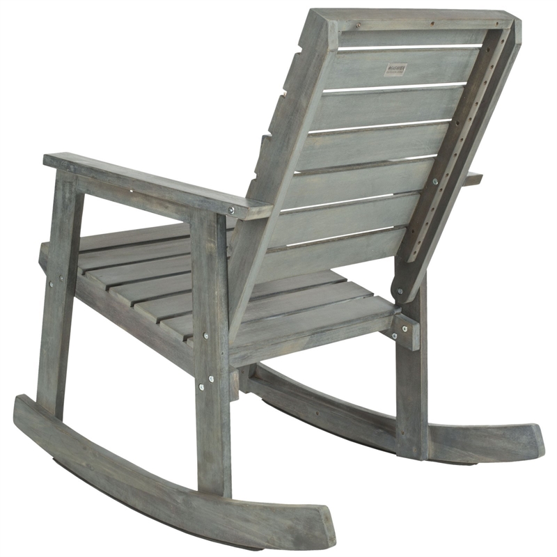 Pemberly Row Steel and Acacia Wood Rocking Chair in Ash Grey