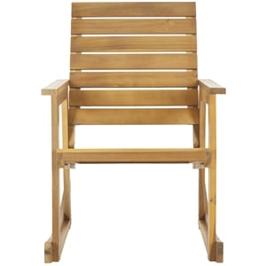 Pemberly Row Steel and Acacia Wood Rocking Chair in Teak Color