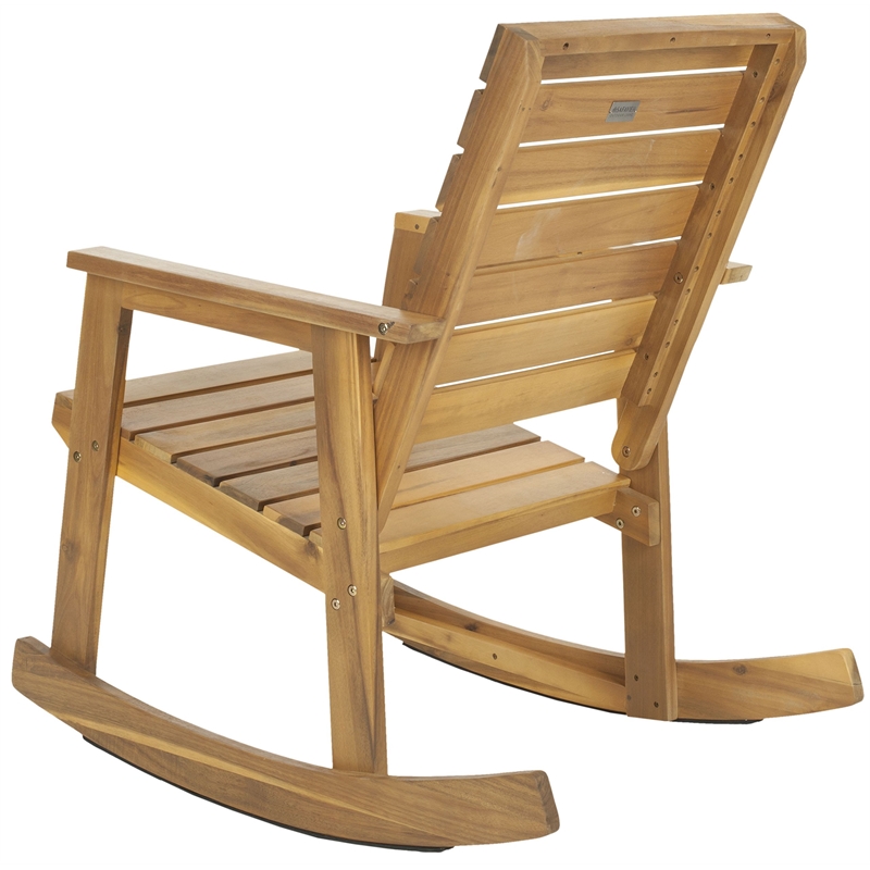 Pemberly Row Steel and Acacia Wood Rocking Chair in Teak Color