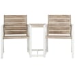 Pemberly Row Steel and Acacia Wood 2 Seat Bench in White and Oak