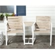 Pemberly Row Steel and Acacia Wood 2 Seat Bench in White and Oak