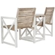 Pemberly Row Steel and Acacia Wood 2 Seat Bench in White and Oak
