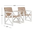 Pemberly Row Steel and Acacia Wood 2 Seat Bench in White and Oak