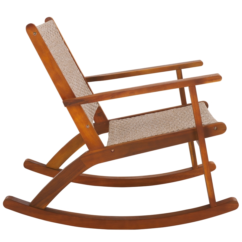 Pemberly Row Polyester Rocking Chair in Natural / Natural for Patio
