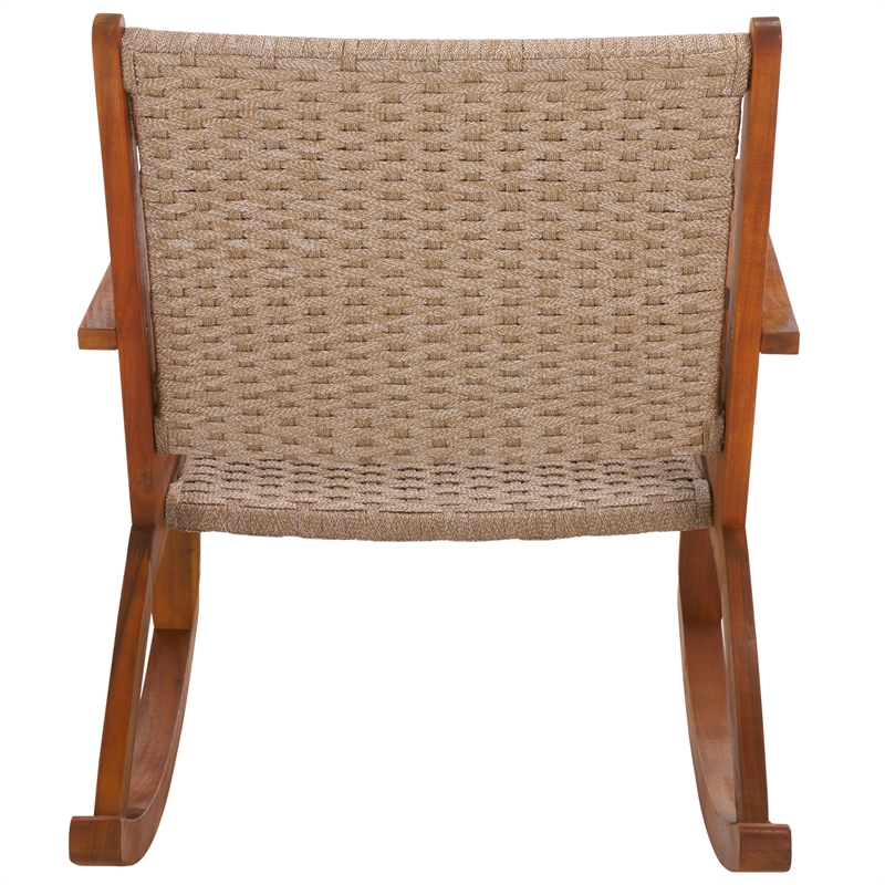 Pemberly Row Polyester Rocking Chair in Natural / Natural for Patio