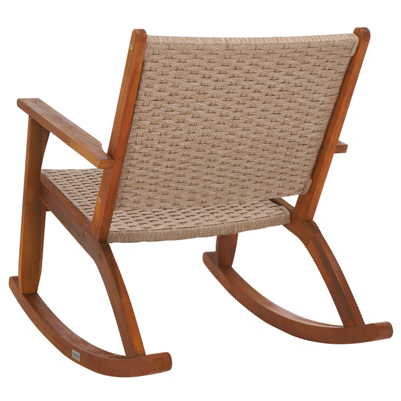 Pemberly Row Polyester Rocking Chair in Natural / Natural for Patio