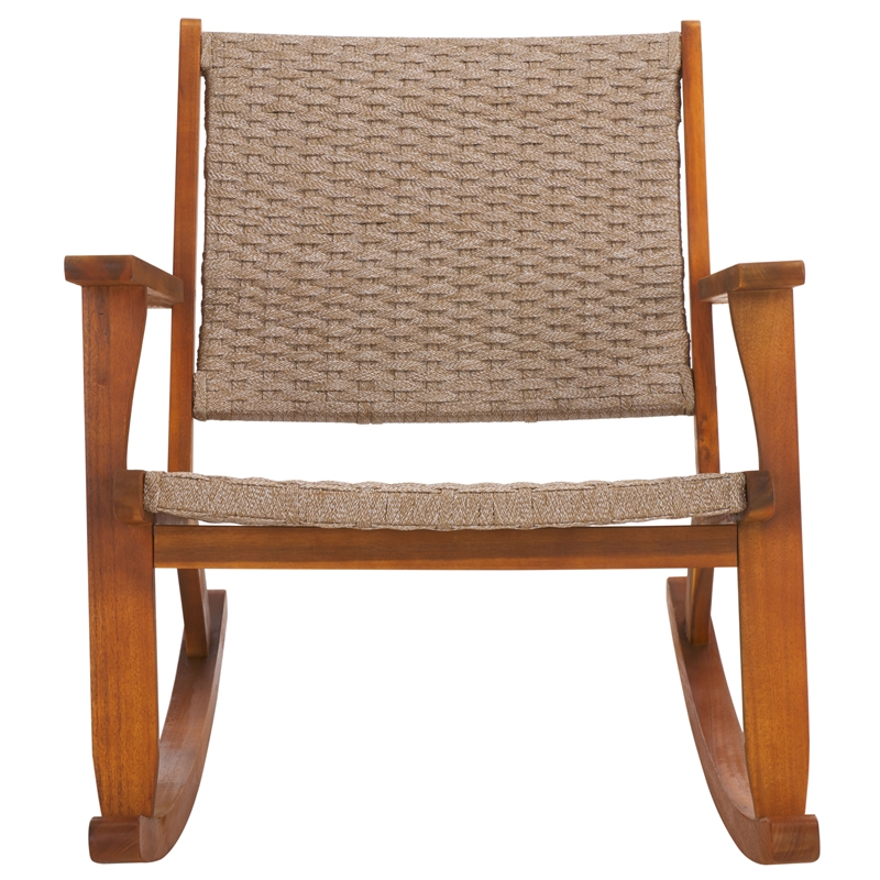 Pemberly Row Polyester Rocking Chair in Natural / Natural for Patio