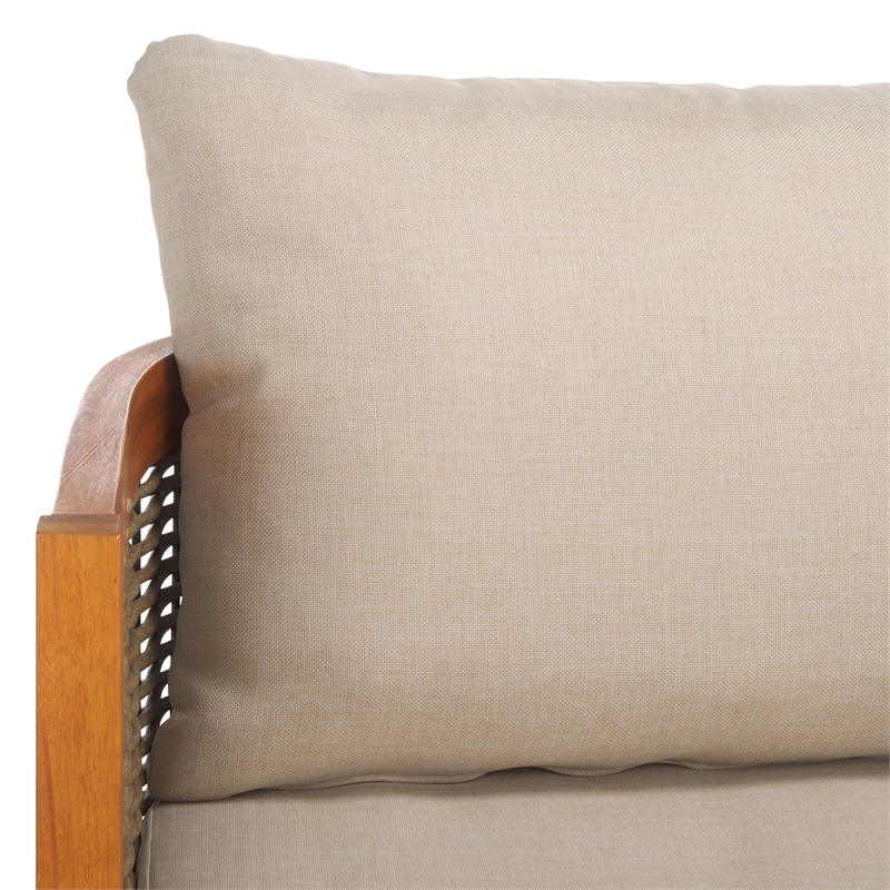 Pemberly Row Rattan and Polyester Sofa in Natural / Taupe for Patio