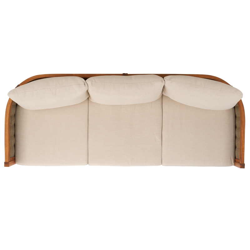 Pemberly Row Rattan and Polyester Sofa in Natural / Taupe for Patio