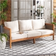 Pemberly Row Rattan and Polyester Sofa in Natural / Taupe for Patio
