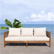 Pemberly Row Rattan and Polyester Sofa in Natural / Taupe for Patio