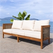Pemberly Row Rattan and Polyester Sofa in Natural / Taupe for Patio
