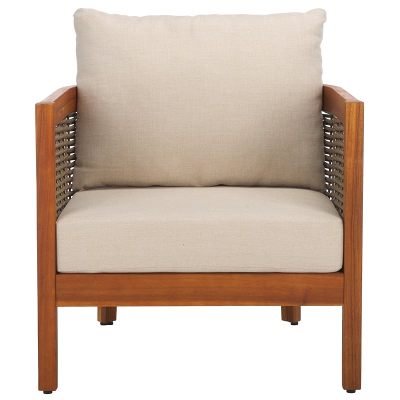 Pemberly Row Polyester Outdoor Chairs in Natural / Taupe for Patio or Deck