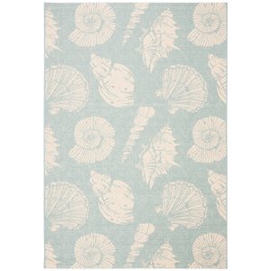 Pemberly Row 4' x 5'7&quot Area Rug in Aqua and Beige for Living Room