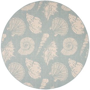Pemberly Row 6'7&quot Round Area Rug in Aqua and Beige for Any Room